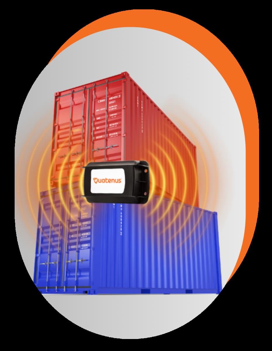 Cargo container with a tracking device, representing goods monitoring and asset management