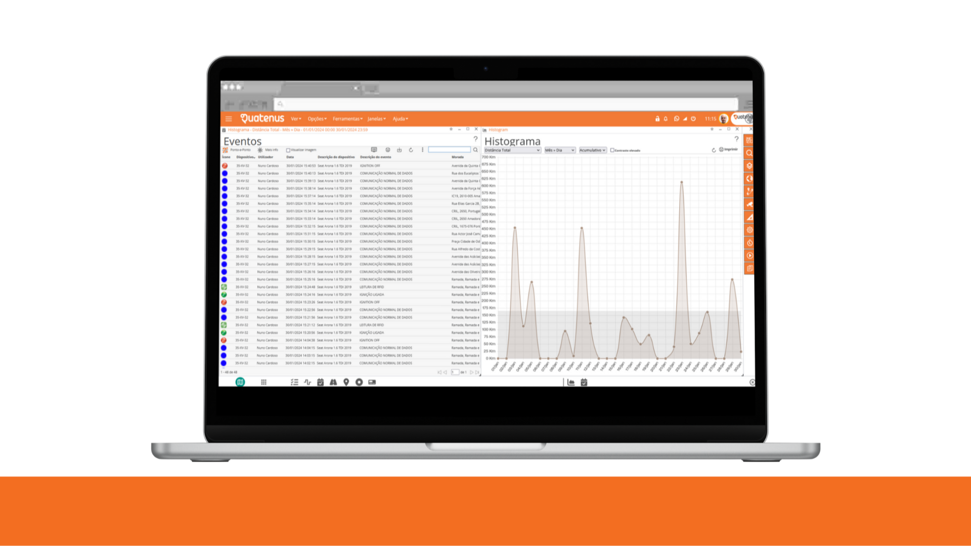 Software de Gestão de Frotas - Configuração de Eventos